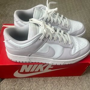 Nike Classic White and Light Purple Low Dunks